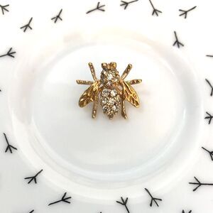 Vintage Panetta Rhinestone Bee Brooch Signed 1940s Retro